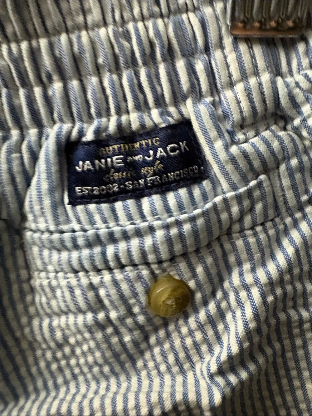 Janie and Jack Light Blue Seersucker Stripe Shorts